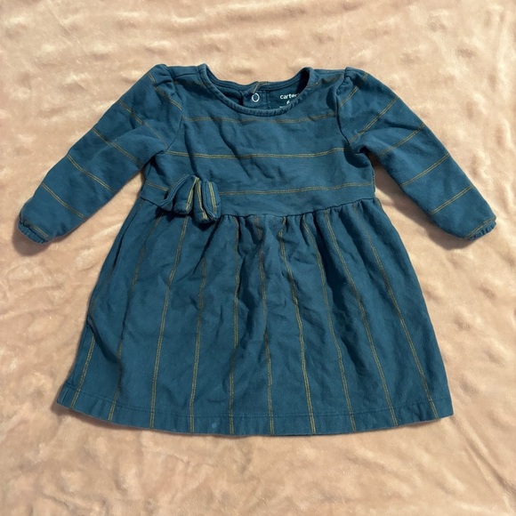 Carter's Other - Carter's Teal and Gold Striped Dress